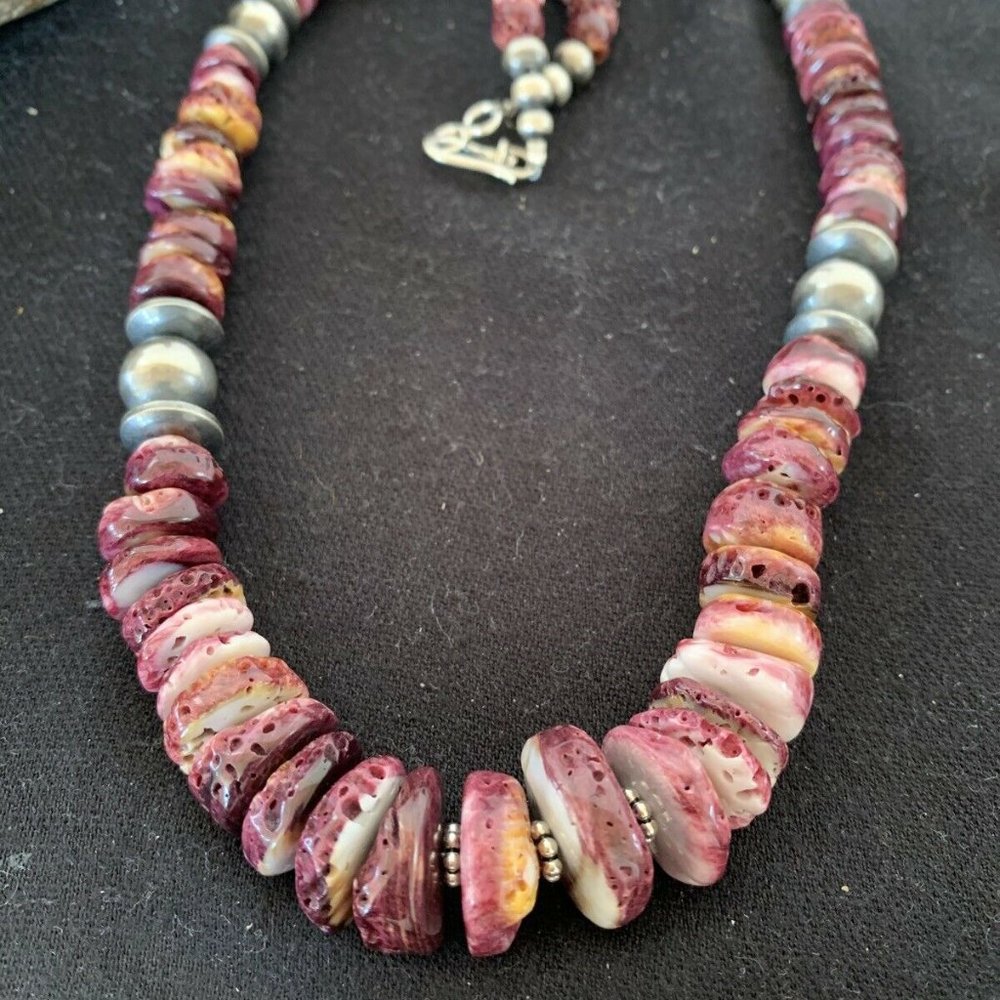 Navajo Pearls Spiny Oyster Necklace Pendant Ln 20 - Picture 5 of 12
